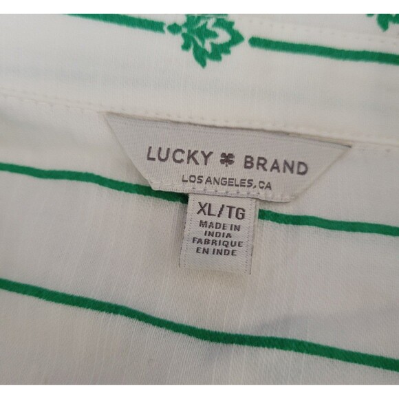 Lucky Brand Womens Shirt XL Green White Collared Button Up Top Blouse - Picture 3 of 7